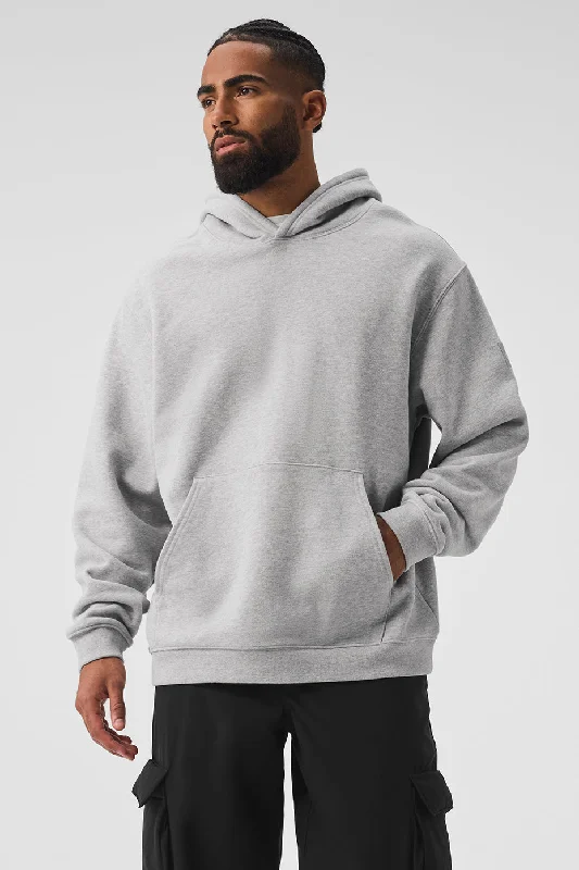 Renown Heavy Weight Hoodie - Athletic Heather Grey Hoodie with Ribbed Hem Stretchable Secure