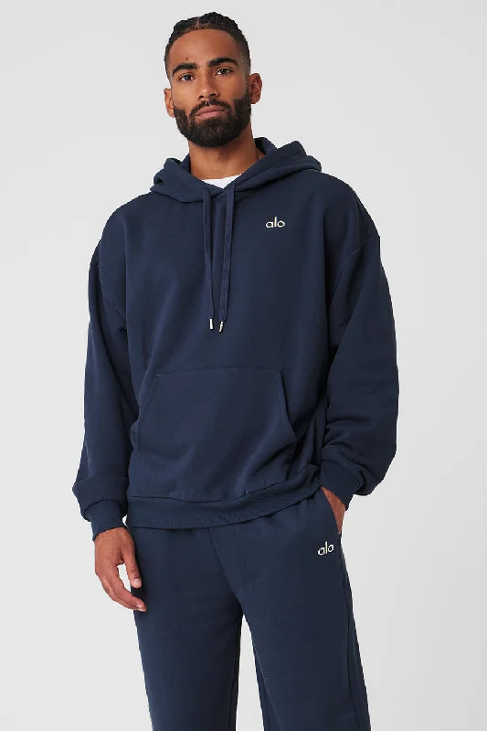 Accolade Hoodie - Navy Hoodie with Set-In Sleeves Structured Classic