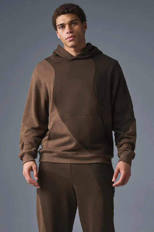 Make Waves Hoodie - Espresso Tonal Hoodie with Elastic Cuffs Stretchable Comfortable