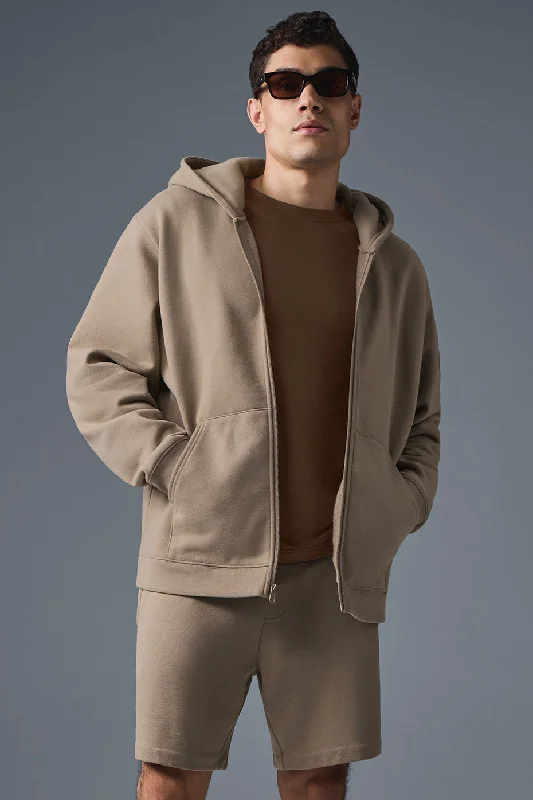 Renown Full Zip Hoodie - Gravel Hoodie with High Neck Warm Protective