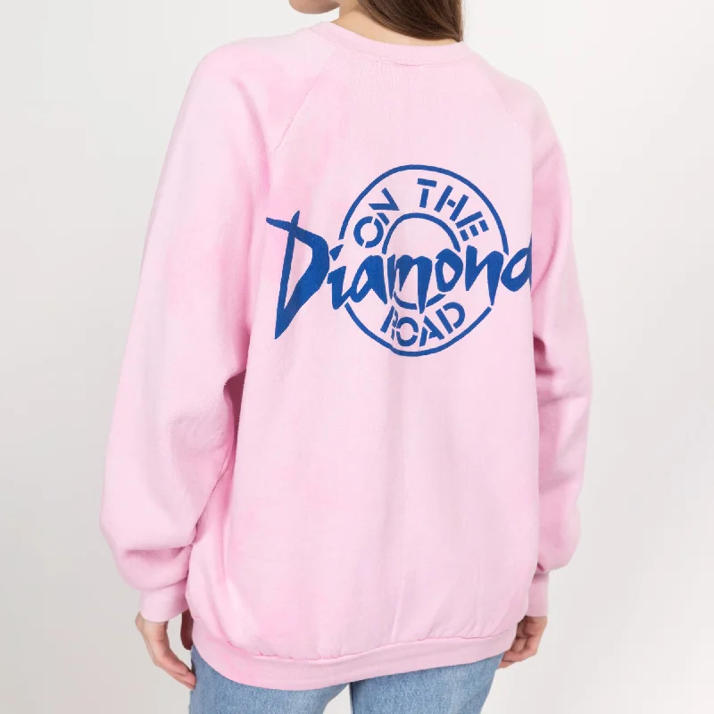 XL 90s Neil Diamond On The Road Pink Tour Sweatshirt Hoodie with Belted Waist Structured Tailored