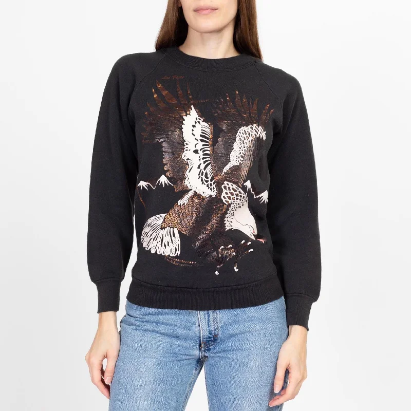 XS-Sm 90s Las Vegas Bald Eagle Sweatshirt Hoodie with Rhinestones Sparkly Elegant