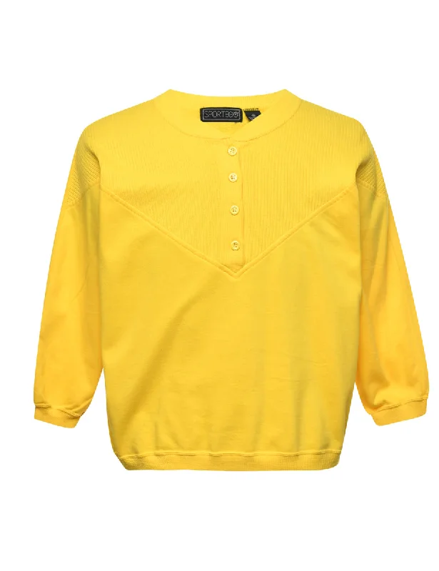 Yellow Plain Sweatshirt - M Hoodie with Velcro Closure Adjustable Secure