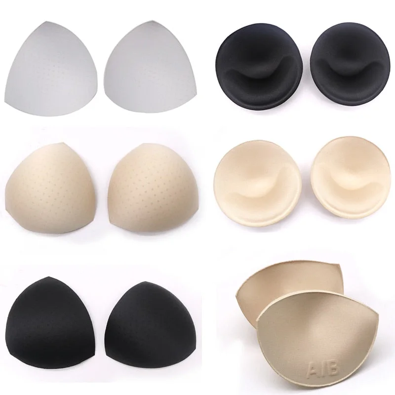 1pair=2pcs Multi-style Women Sponge Foam Push up Enhancer Chest Cup Breast Bikini Swimsuit Padding Bra Pads Intimate Accessories Floral Bikini Top