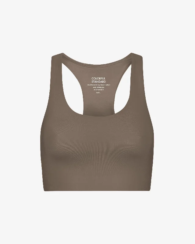 Active Cropped Bra - Warm Taupe Trendy Sports Bra