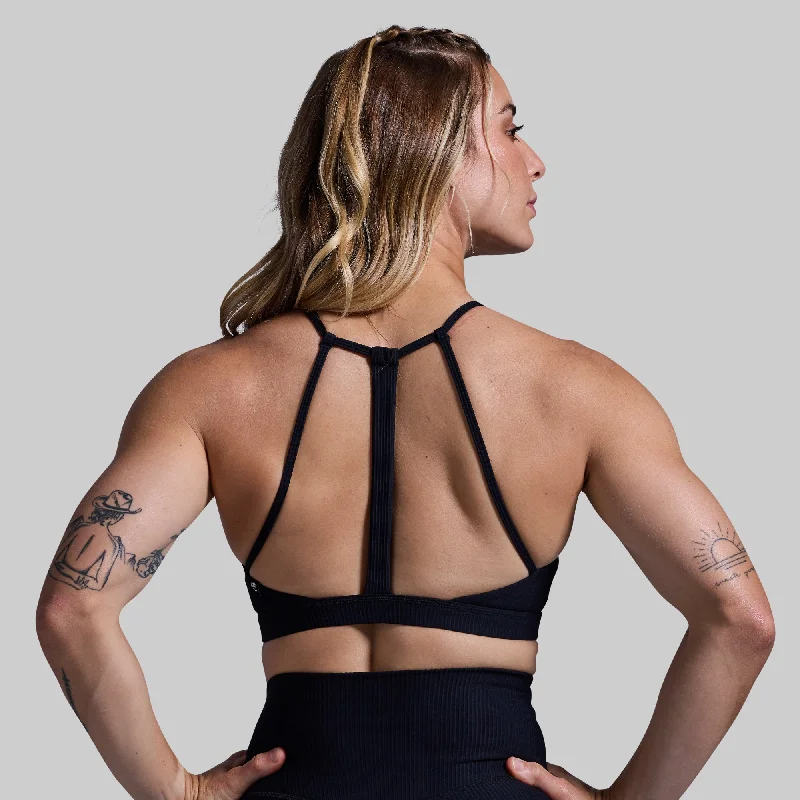 Break the Limits Sports Bra (Black) High-Cut Bra Design