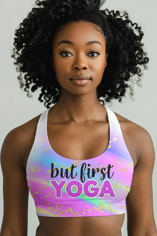 But First Yoga Stella Seamless Racerback Sport Yoga Bra - Women Soft Lace Bralette