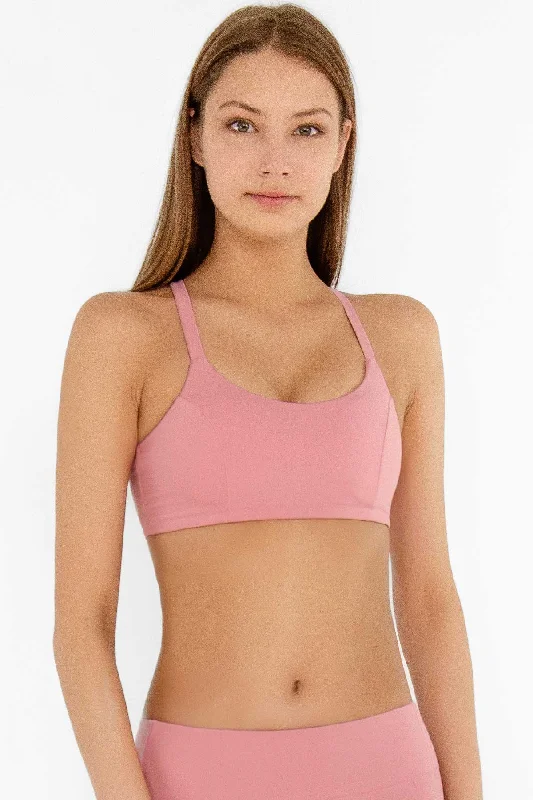 3 for $49! Dusty Pink Kelly Strappy Padded Sports Bra - Women Sporty Compression Bra