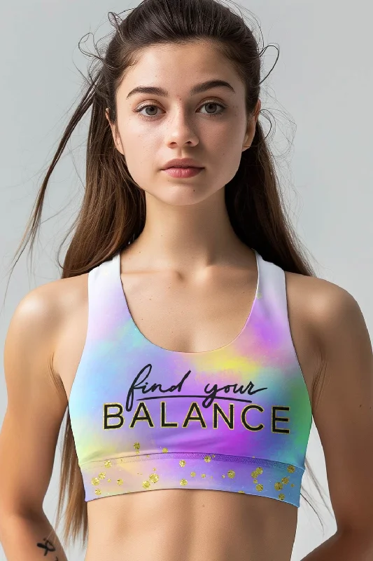 Find Your Balance Stella Seamless Racerback Sport Yoga Bra - Women Soft Cup Bralette