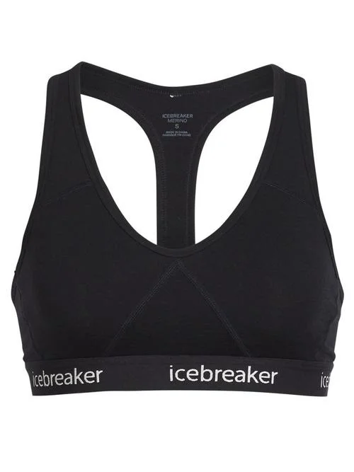 Icebreaker Sprite Racerback Bra (Women's) Black Stretchy Wireless Bra