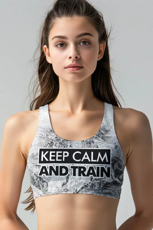 Keep Calm and Train Stella White Black Seamless Sport Yoga Bra - Women Soft Mesh Bra