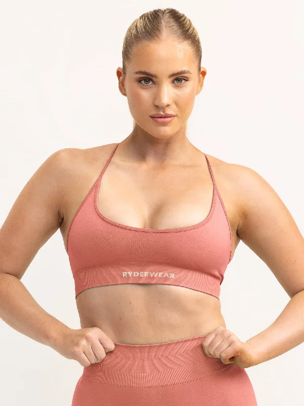 Lift 2.0 Seamless Sports Bra - Dusty Pink Sporty Wireless Bra