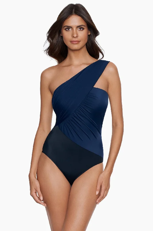 Colorblock Goddess One Piece Swimsuit Stylish Cover-Up Set