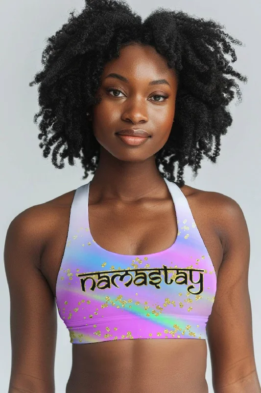 Namastay Stella Colorful Seamless Racerback Sport Yoga Bra - Women Elegant Lace Lingerie