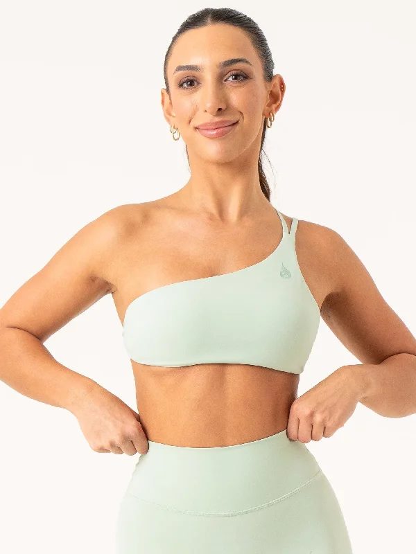 NKD One Shoulder Sports Bra - Cucumber Soft Lace Bra