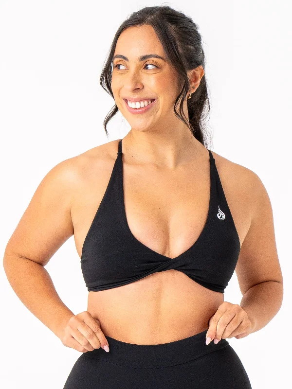 NKD Twist Sports Bra - Black Padded Push-Up Bra