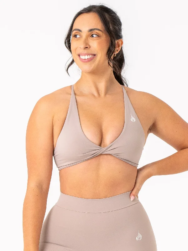 NKD Twist Sports Bra - Taupe Chic Lace Underwear