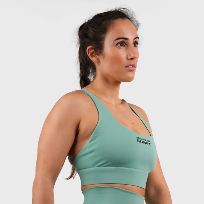 NORTHERN SPIRIT - KHI WOMEN CROSSBACK SPORTS BRA MEDIUM SUPPORT - SHALE GREEN Light Seamless Bra