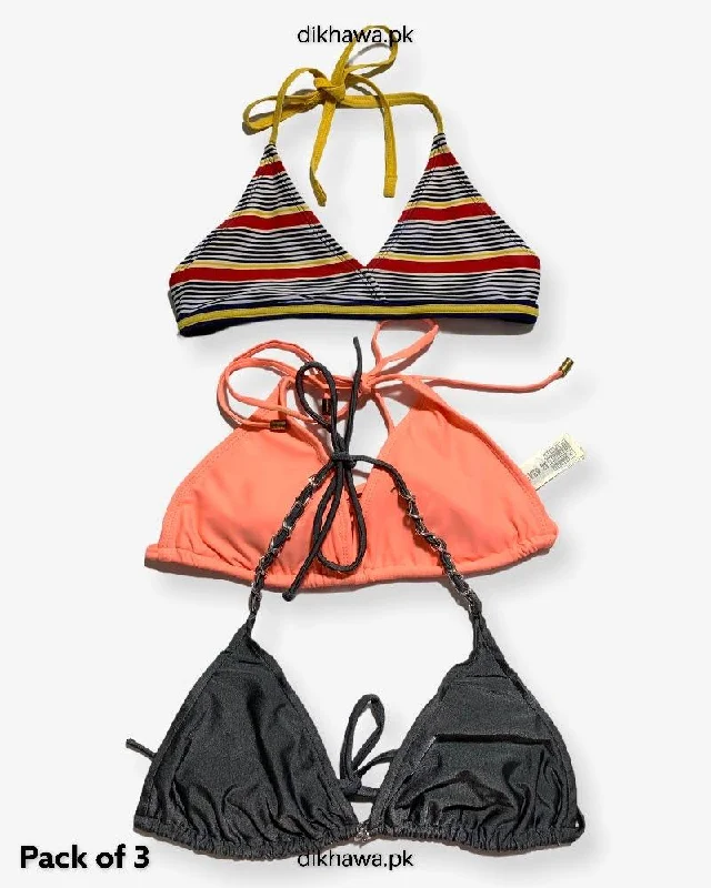 Pack Of 3 Stocklot Bikini Top Swimwear | Bikini Top Bundle | Imported Stock Branded Bikini Top Chic Beach Cover-Up