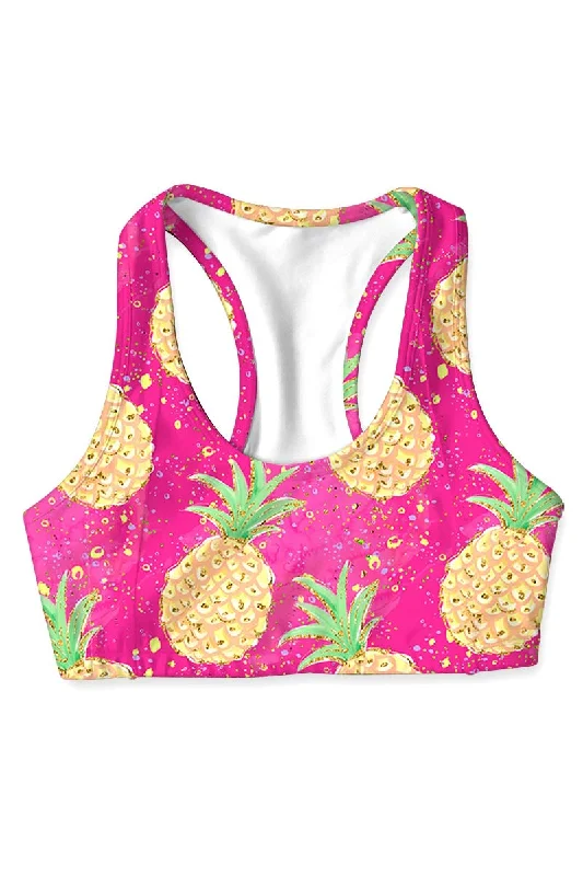 Piña Colada Stella Pink Seamless Racerback Sport Yoga Bra - Women High Support Bra