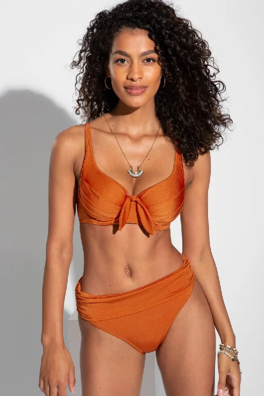 Azure Underwired Lined Non Padded Bikini Swim Top Burnt Orange- 1134 Adjustable Strap Swimsuit