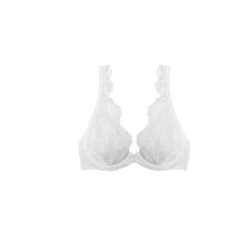 Royal Jewel Underwired Triangle Bra in White Push-Up Wireless Bra