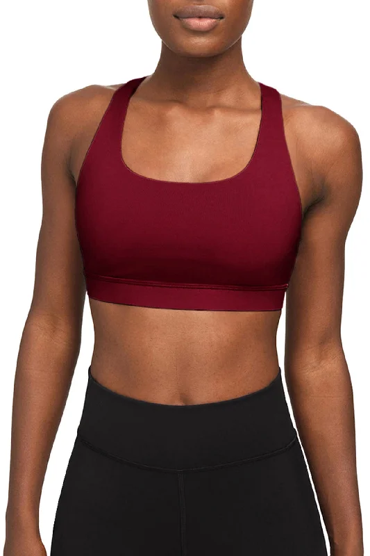 Scarlet UV 50+ Stella Ruby Red Maroon Seamless Sport Yoga Bra - Women Smooth Stretch Bra