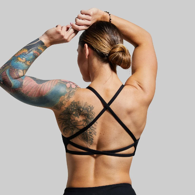 Serenity Sports Bra (Black) Soft Mesh Bra