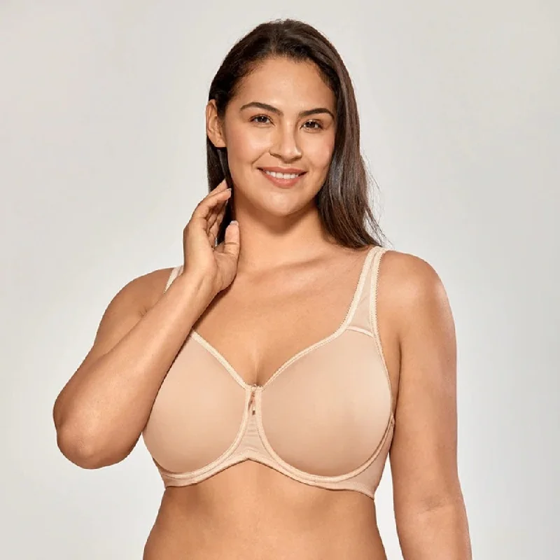 Soleil Seamless Underwire Minimizer Bra Elegant Lace Bralette