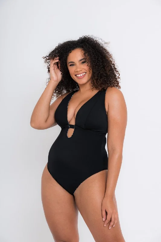 Sundown Reversible Non-Wired Swimsuit Black Print- CS025607 Bold Swimsuit Design