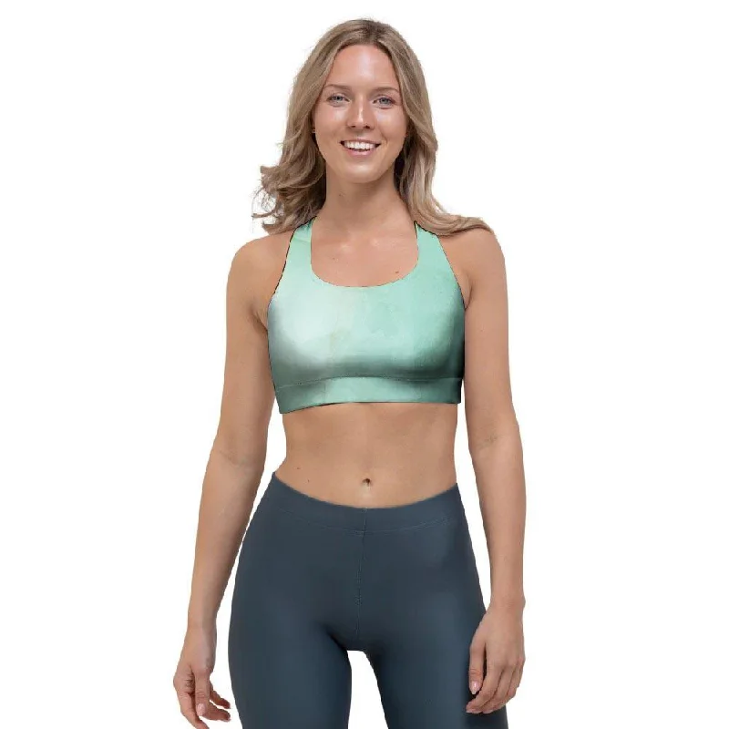 Teal Marble Sports Bra Adjustable Back Bra