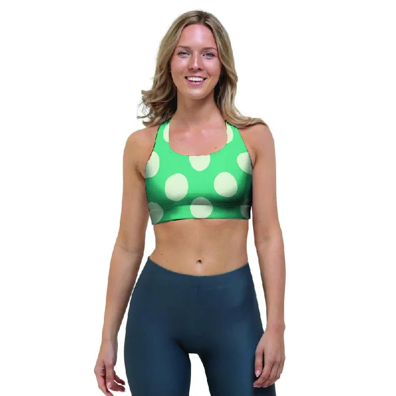 Teal Polka Dot Sports Bra Adjustable Bra Straps