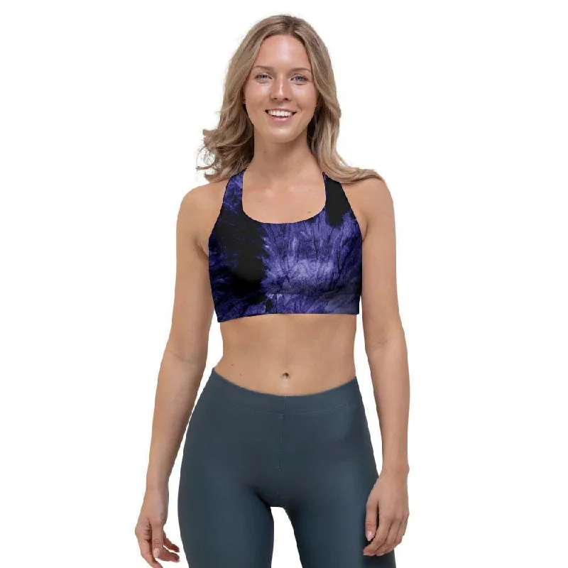 Tie Dye Blue Sports Bra Trendy Lace Bra