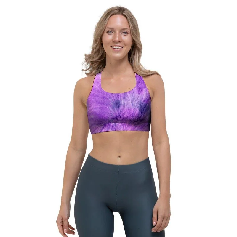 Tie Dye Purple Sports Bra Comfortable Lace Bralette