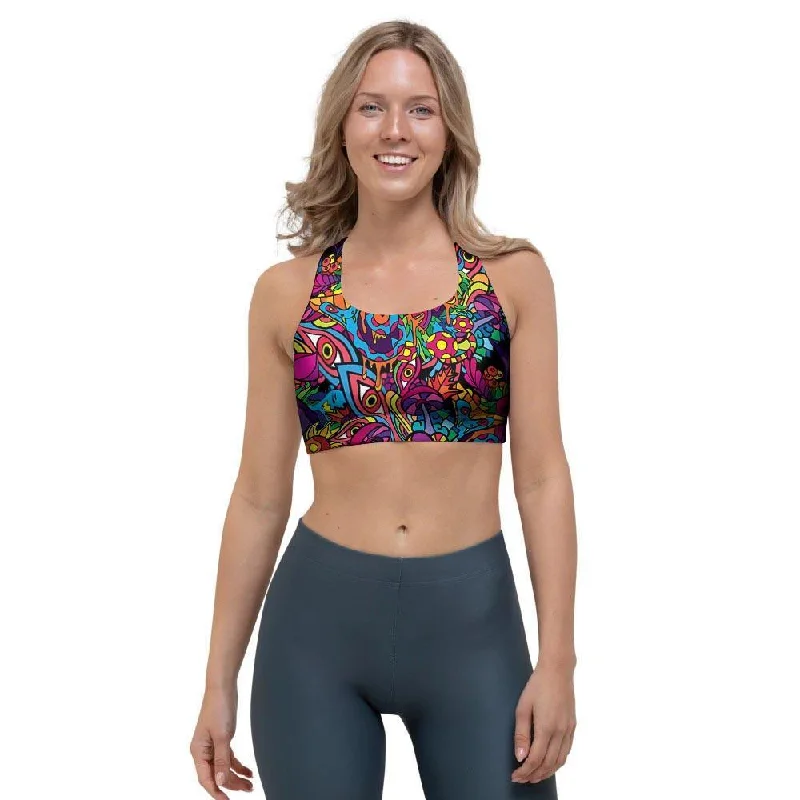 Tribal Hippie Trippy Sports Bra Padded Push-Up Bra