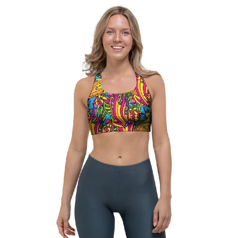 Trippy Hippie Flame Psychedelic Sports Bra Lacy Underwire Bra