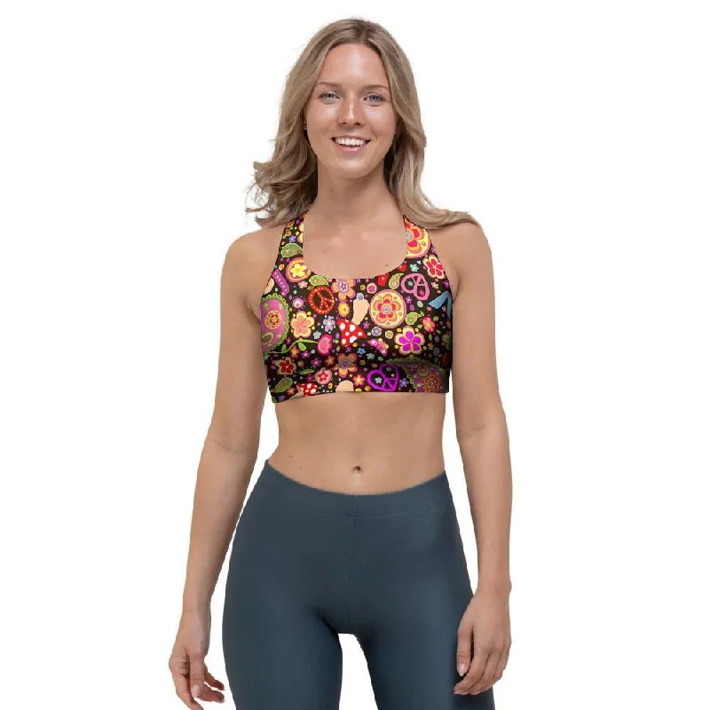 Trippy Hippie Sports Bra Adjustable Comfort Bra