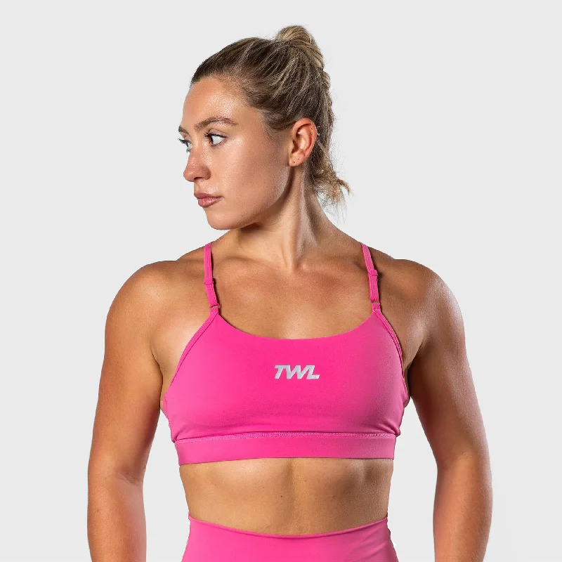 TWL - WOMEN'S BASE BRA - FLAMINGO/WHITE Sports Support Bra