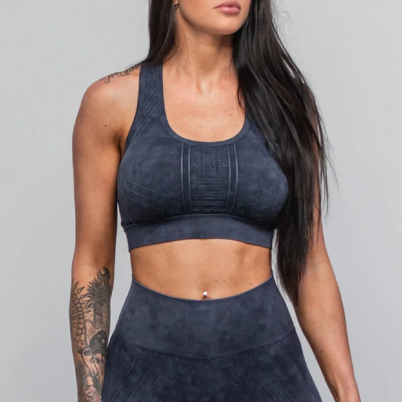 Vintage Wash Sports Bra- Indigo Seamless Bra Design