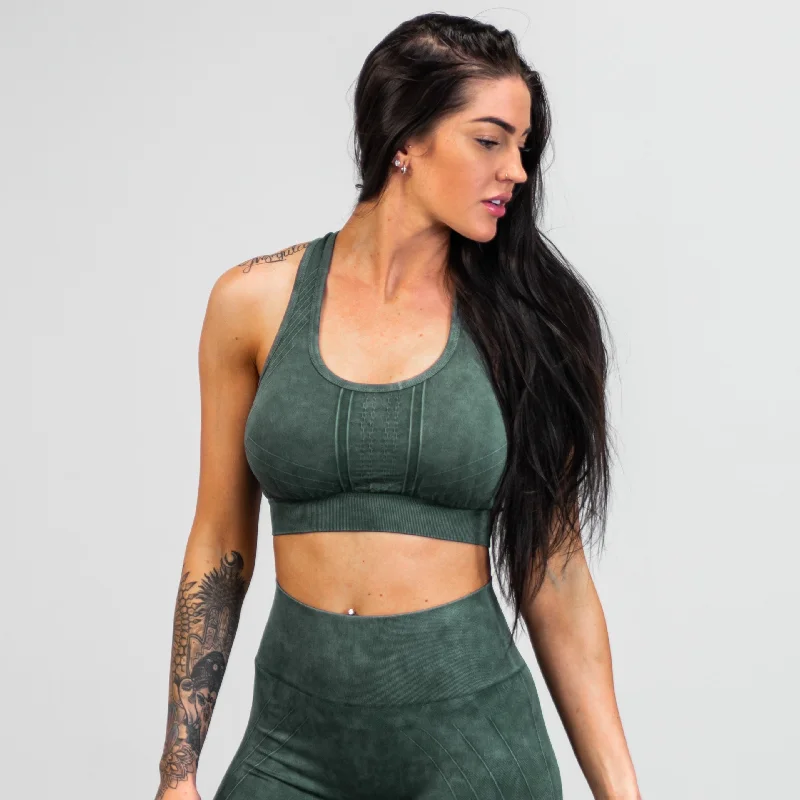 Vintage Wash Sports Bra-  Jade Chic Lace Bra