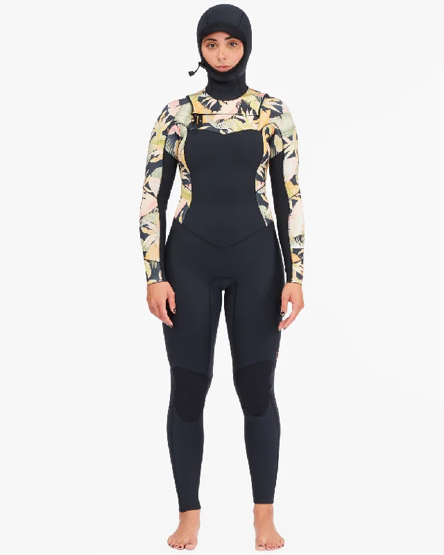 4/3 Salty Dayz Hooded Full Wetsuit - Jungle Night Zip Hoodie Drawstring Kangaroo Pocket 4/3 Salty Dayz Hooded Full Wetsuit - Jungle Night Zip Hoodie Drawstring Kangaroo Pocket