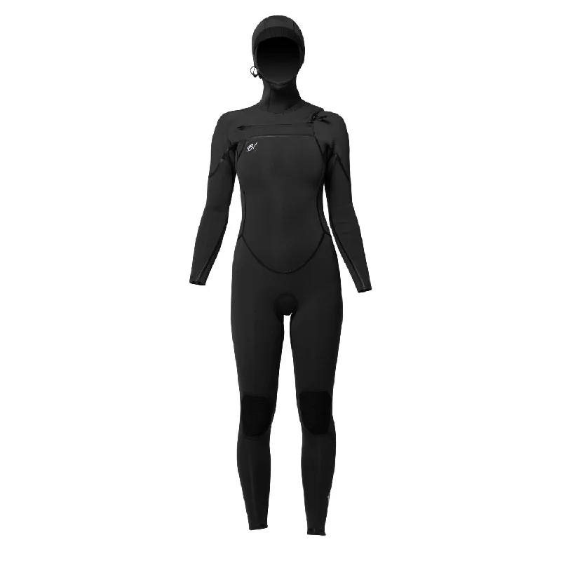 6/5/4 Womens Buell RB2 Hooded Fullsuit - Black Hoodie with Hem Applique Textured Unique 6/5/4 Womens Buell RB2 Hooded Fullsuit - Black Hoodie with Hem Applique Textured Unique