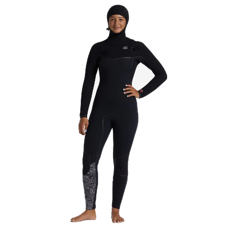 6/5 Women's Billabong Furnace Chest Zip Hooded Wetsuit Hoodie with Button Classic Timeless 6/5 Women's Billabong Furnace Chest Zip Hooded Wetsuit Hoodie with Button Classic Timeless