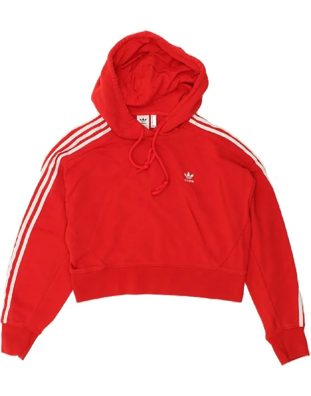 ADIDAS Womens Crop Hoodie Jumper UK 8 Small Red Hoodie with Ribbed Hem Stretchable Secure ADIDAS Womens Crop Hoodie Jumper UK 8 Small Red Hoodie with Ribbed Hem Stretchable Secure