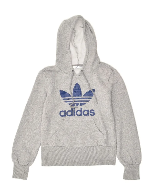 ADIDAS Womens Graphic Hoodie Jumper IT 42 Medium Grey Cotton Hoodie with Drawcord Adjustable Secure ADIDAS Womens Graphic Hoodie Jumper IT 42 Medium Grey Cotton Hoodie with Drawcord Adjustable Secure