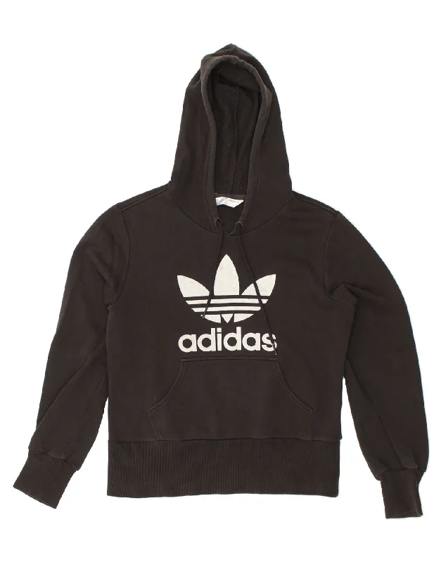 ADIDAS Womens Graphic Hoodie Jumper IT 46 Medium Black Cotton Hoodie with Thumb Holes Functional Cozy ADIDAS Womens Graphic Hoodie Jumper IT 46 Medium Black Cotton Hoodie with Thumb Holes Functional Cozy