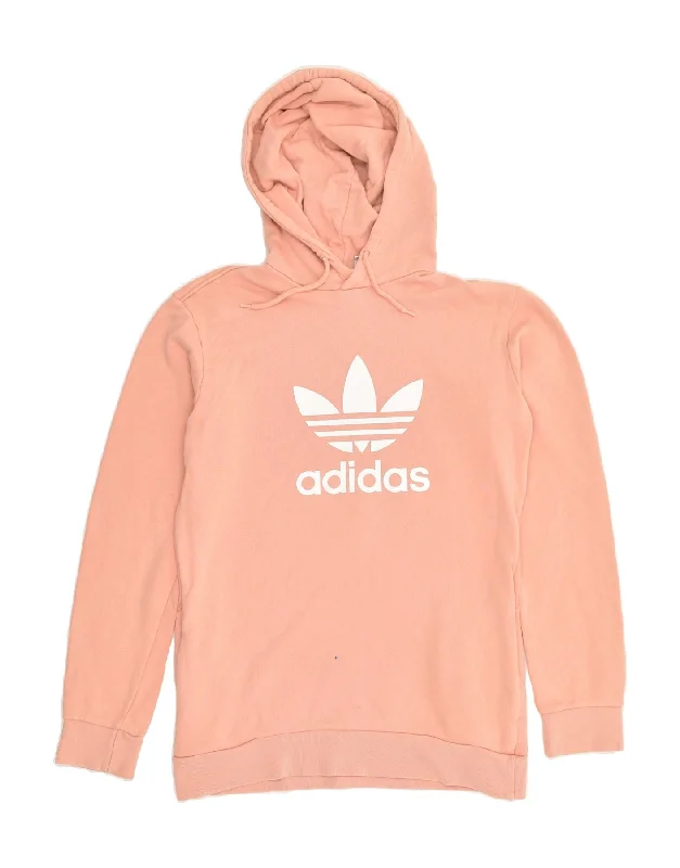 ADIDAS Womens Graphic Hoodie Jumper UK 10 Small Pink Cotton Hoodie with Embroidery Detailed Premium ADIDAS Womens Graphic Hoodie Jumper UK 10 Small Pink Cotton Hoodie with Embroidery Detailed Premium