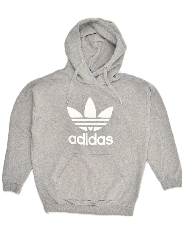 ADIDAS Womens Graphic Hoodie Jumper UK 14 Large Grey Cotton Hoodie with Fur Luxurious Winter ADIDAS Womens Graphic Hoodie Jumper UK 14 Large Grey Cotton Hoodie with Fur Luxurious Winter