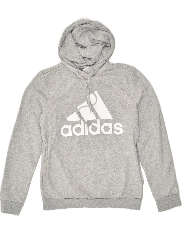 ADIDAS Womens Graphic Hoodie Jumper UK 8/10 Small Grey Cotton Hoodie with Raw Hem Edgy Unfinished ADIDAS Womens Graphic Hoodie Jumper UK 8/10 Small Grey Cotton Hoodie with Raw Hem Edgy Unfinished