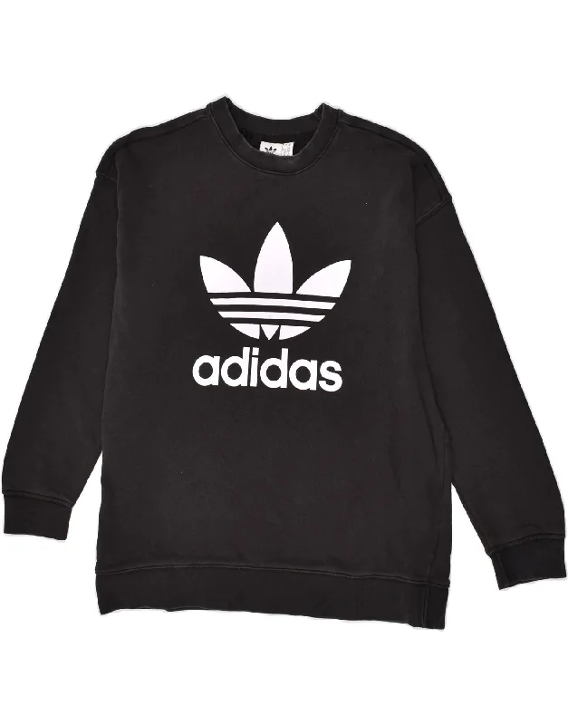 ADIDAS Womens Graphic Sweatshirt Jumper UK 14 Large Black Cotton Hoodie with Half-Zip Sporty Casual ADIDAS Womens Graphic Sweatshirt Jumper UK 14 Large Black Cotton Hoodie with Half-Zip Sporty Casual